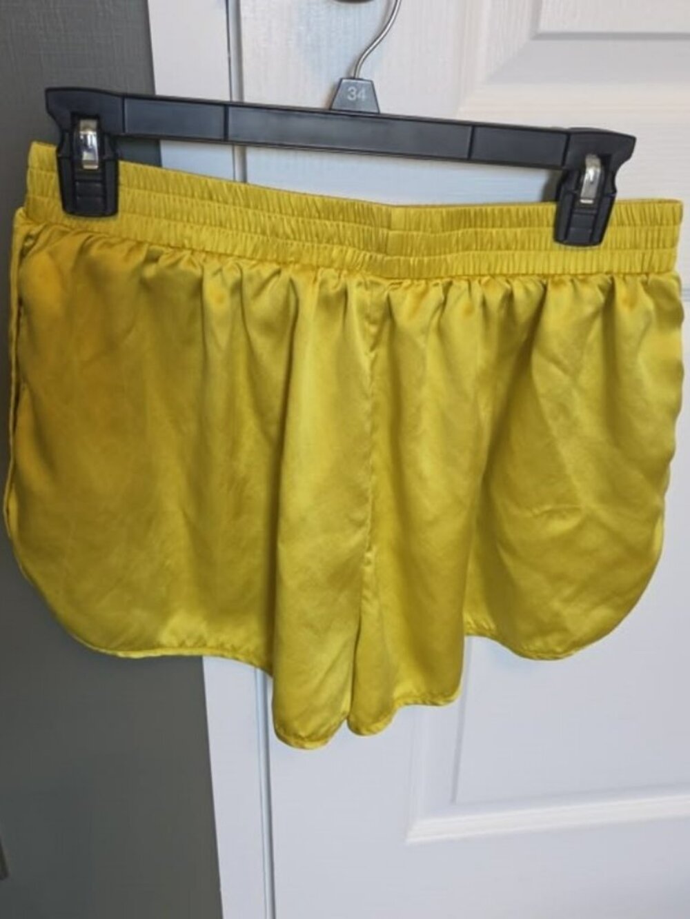 ROMY Chartreuse 100% Silk Shorts NWOT